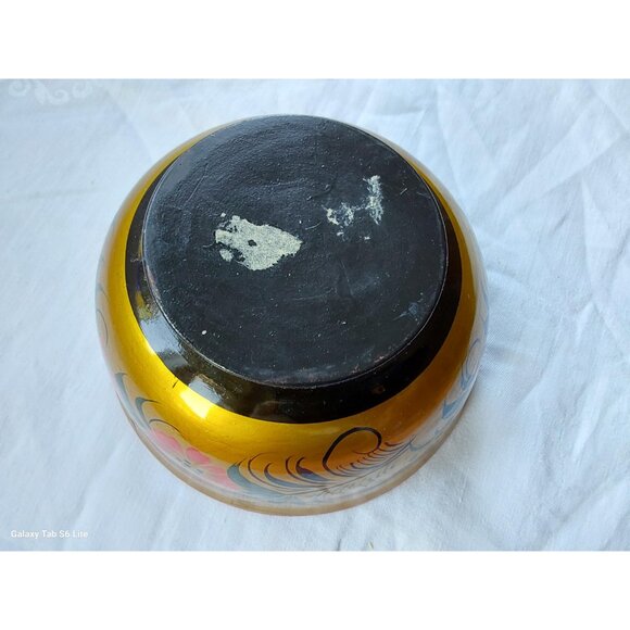 Two pieces of Russian khokhloma folkart wood bowls strawberries and red flowers - Picture 8 of 10